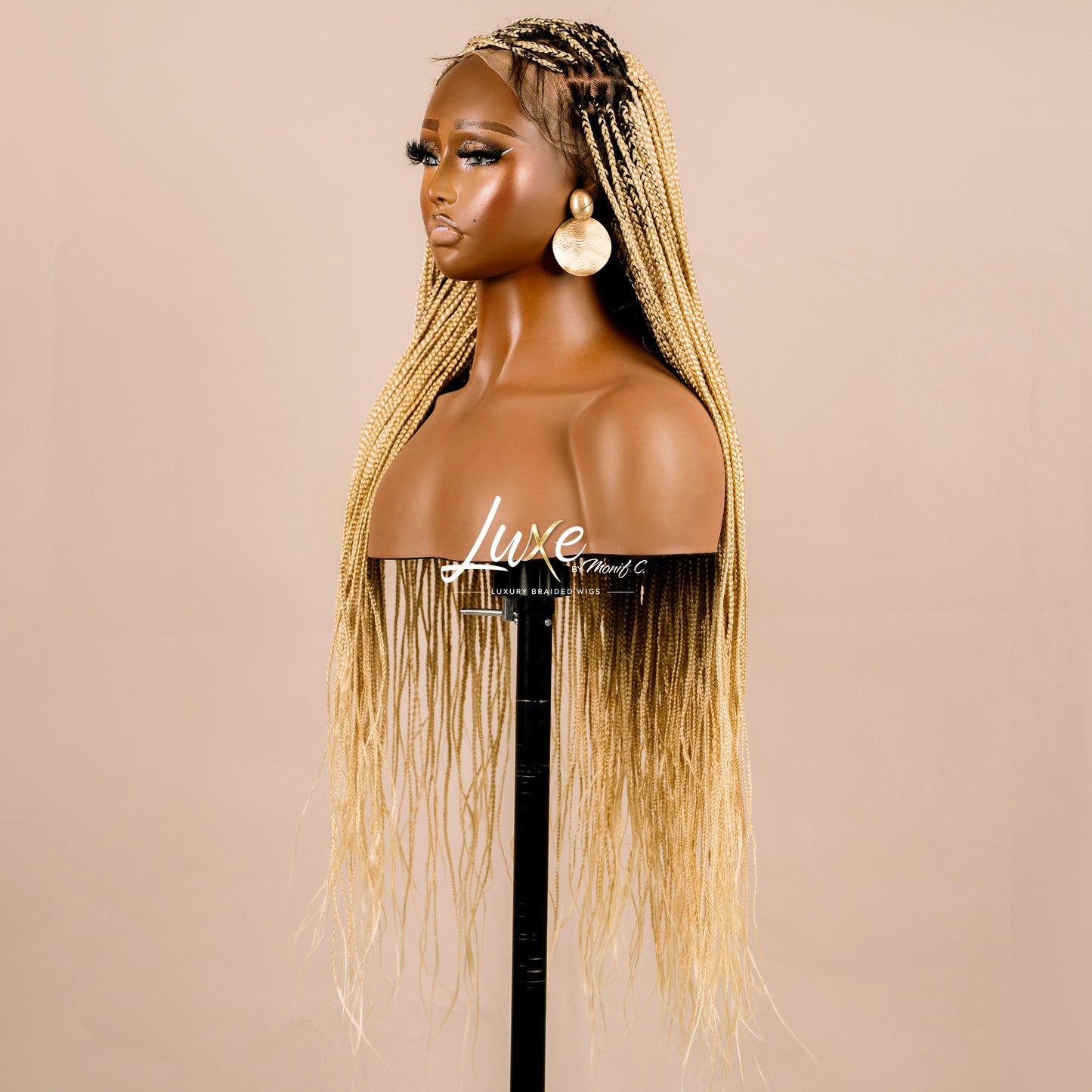 "Kimmy" 24" HD Full Lace Medium Knotless Box Braided Wig - 613 Blond