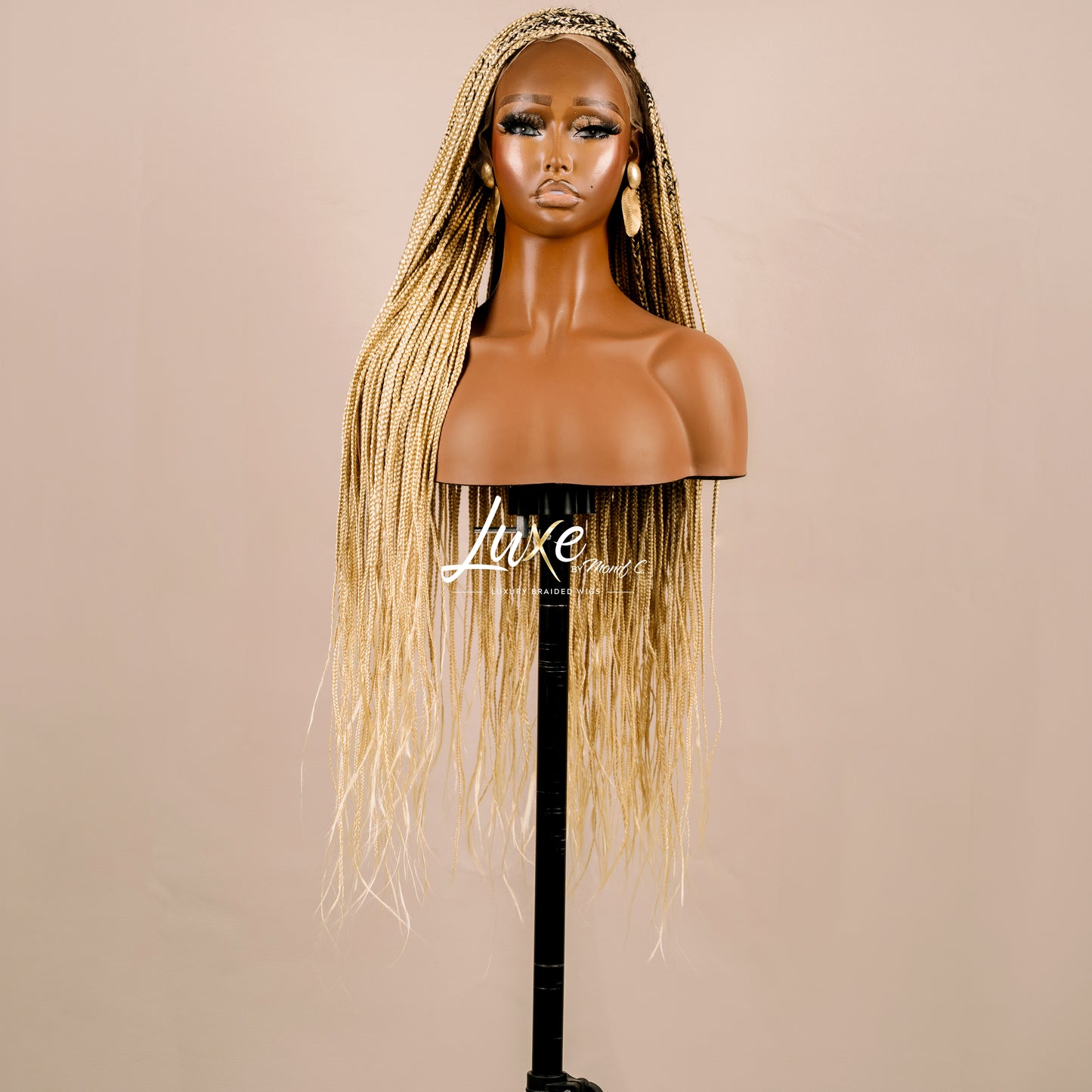 "Kimmy" 24" HD Full Lace Medium Knotless Box Braided Wig - 613 Blond